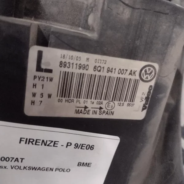 Proiettore / Faro Anteriore Sinistro Volkswagen Polo 2005 – 2009