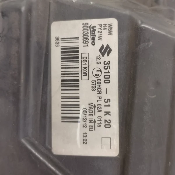 Faro ant. destro Suzuki Splash (2008 – 2015) 1.0 50 KW benzina 3512051K00000 K10B
