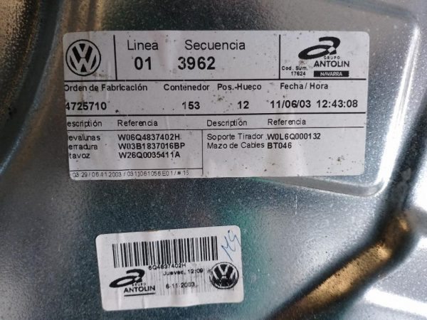 Motorino Alzavetro Anteriore Destro Volkswagen polo 2004