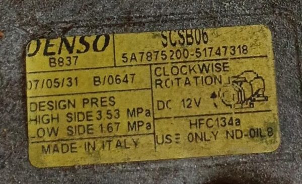 Compressore A/C Fiat 500 169A3000 2008 – 2015