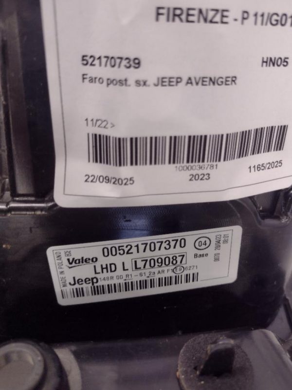 Faro Posteriore Sinistro Jeep Avenger 2023