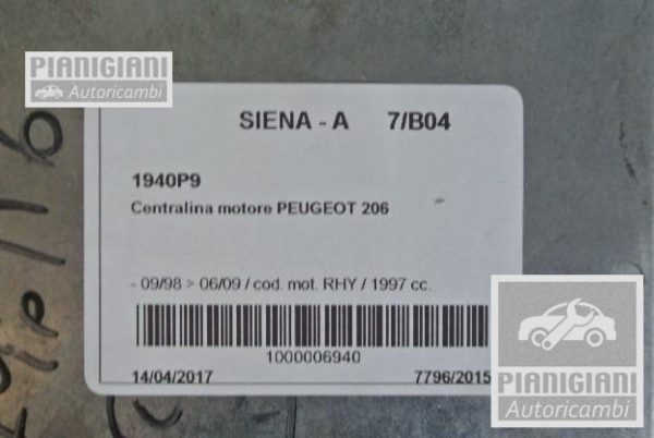 Centralina Motore Peugeot 206 RHY 2.0 HDi 2006