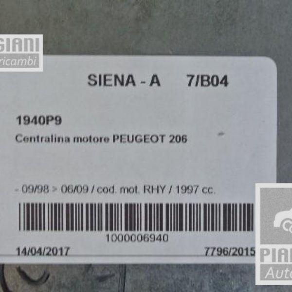 Centralina Motore Peugeot 206 RHY 2.0 HDi 2006