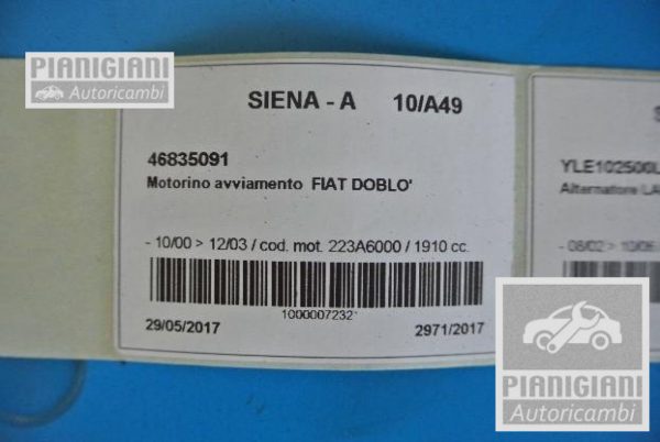 Motorino Avviamento Fiat Doblo 223A6000 2003